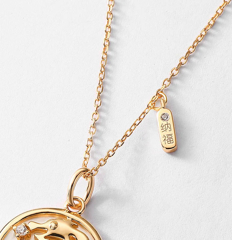 âââA Flash Sale- Buddha Stones 925 Sterling Silver Tridacna Stone Year of the Dragon Fu Character Luck Strength Necklace Pendant