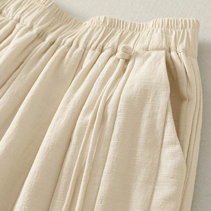 Buddha Stones Plain Cotton Polyester Thick Women's Pants With Pockets