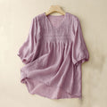Buddha Stones Casual Plain Loose Women's V-Neck Design Half Sleeve Shirt