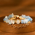 Buddha Stones Aquamarine Gravel Design Star Healing Magnetic Buckle Bracelet