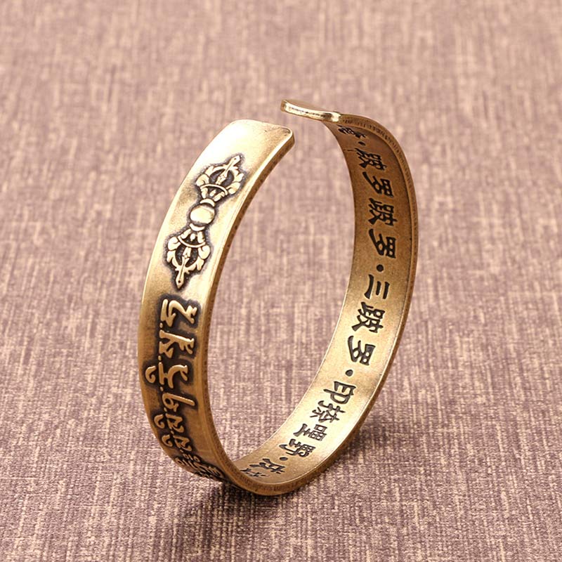 Buddha Stones Tibetan MahÄpratisarÄ Mantra Sanskrit Copper Brass Healing Bracelet Bangle