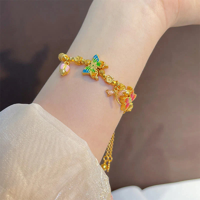 Buddha Stones 925 Sterling Silver Butterfly Flower Protection Bracelet