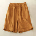 Buddha Stones Casual Solid Color Women's Cotton Shorts With Pockets