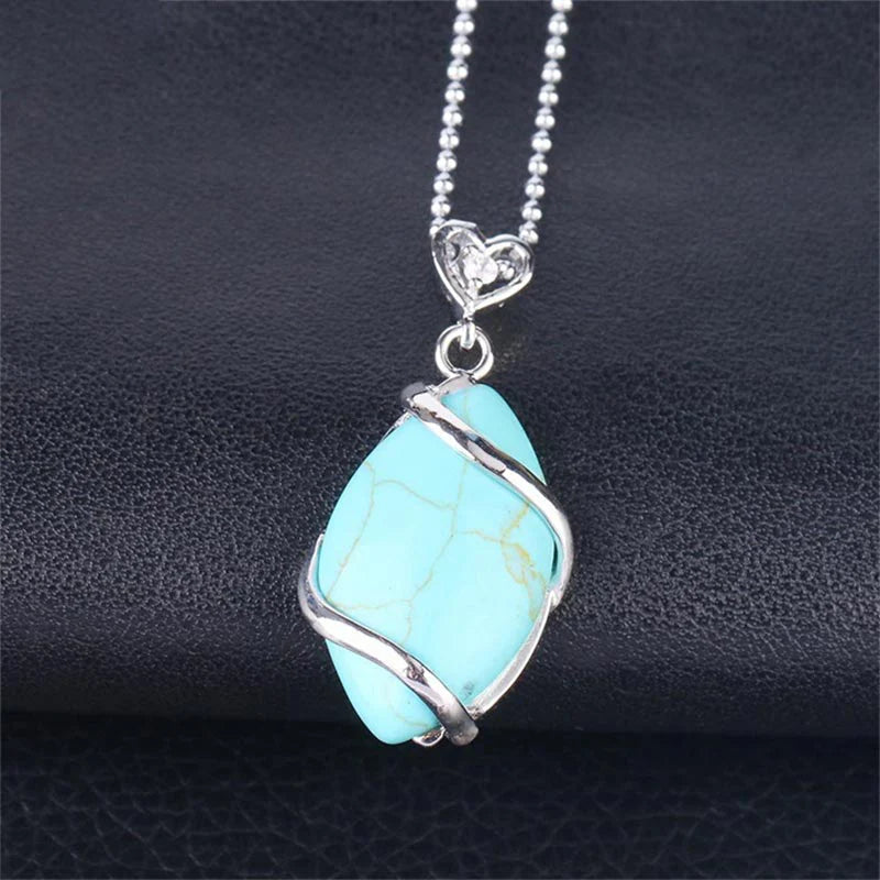 Buddha Stones Marquise Pattern Natural Crystal Stone Charm Necklace Pendant (Extra 35% Off | USE CODE: FS35)