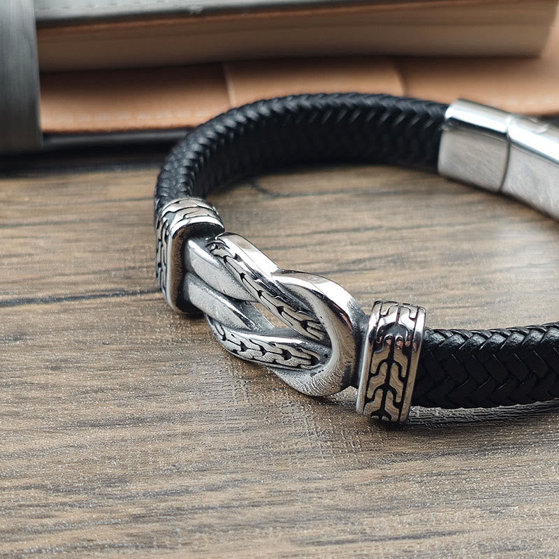 Buddha Stones Knot Design Braided Leather Balance Bracelet