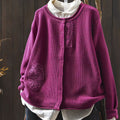 Buddha Stones Fall Floral Buttons Cotton Women's Long Sleeve Knitted Cardigan Sweater