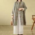 Buddha Stones Frog-button Vine Leaves Women's Coat With Pockets