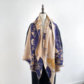Buddha Stones Winter Fan Bamboo Peony Flowers Pattern Cozy Scarf Shawl