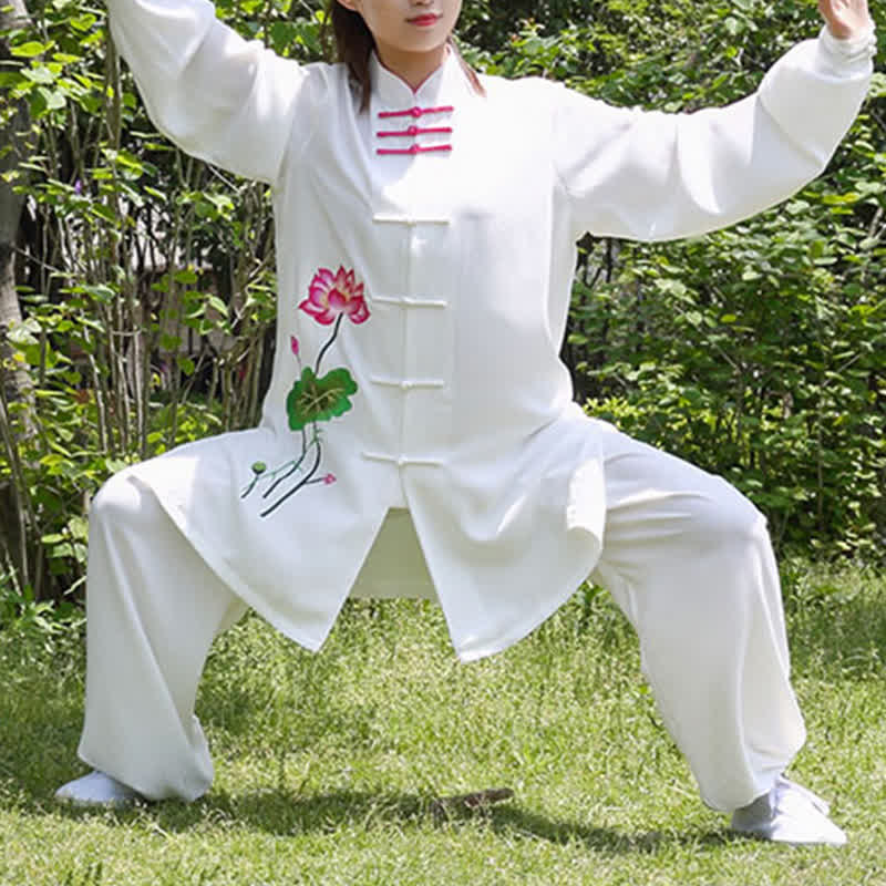 Buddha Stones Lotus Flower Leaf Pattern Tai Chi Meditation Prayer Spiritual Zen Practice Clothing Women's Set (Extra 30% Off | USE CODE: FS30)