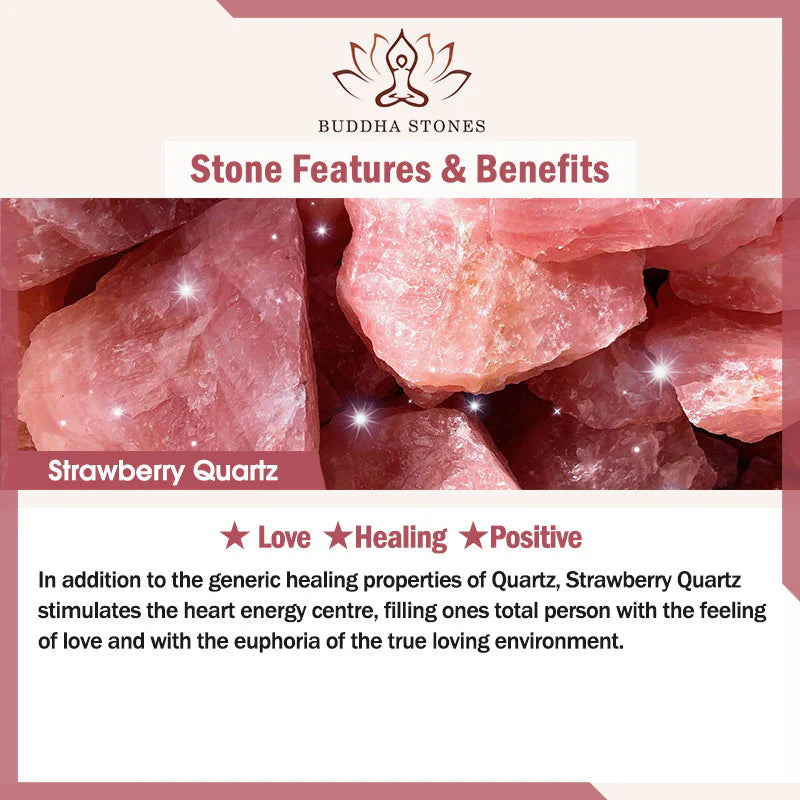 Buddha Stones Natural Strawberry Quartz Pearl Love Positive Chain Bracelet