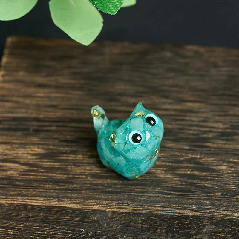 FREE Today: Strength and Protection Crystal Drip Resin Small Cat Statue Decoration