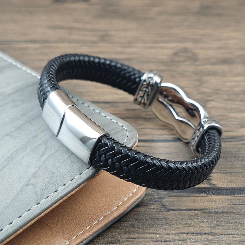 Buddha Stones Knot Design Braided Leather Balance Bracelet