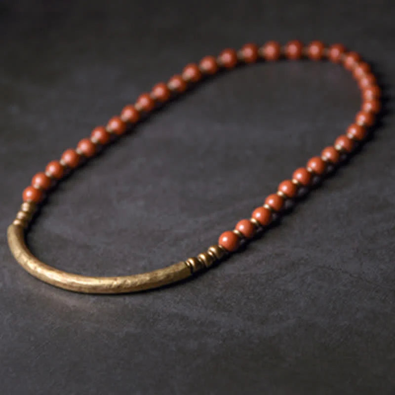 Buddha Stones Red Jasper Moss Agate Black Obsidian Crystal Copper Peace Couple Bracelet