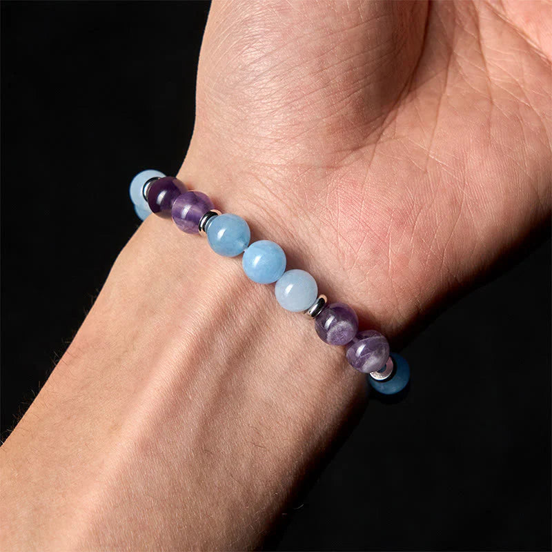 Buddha Stones Amethyst Aquamarine Spacer Beads Peace Bracelet