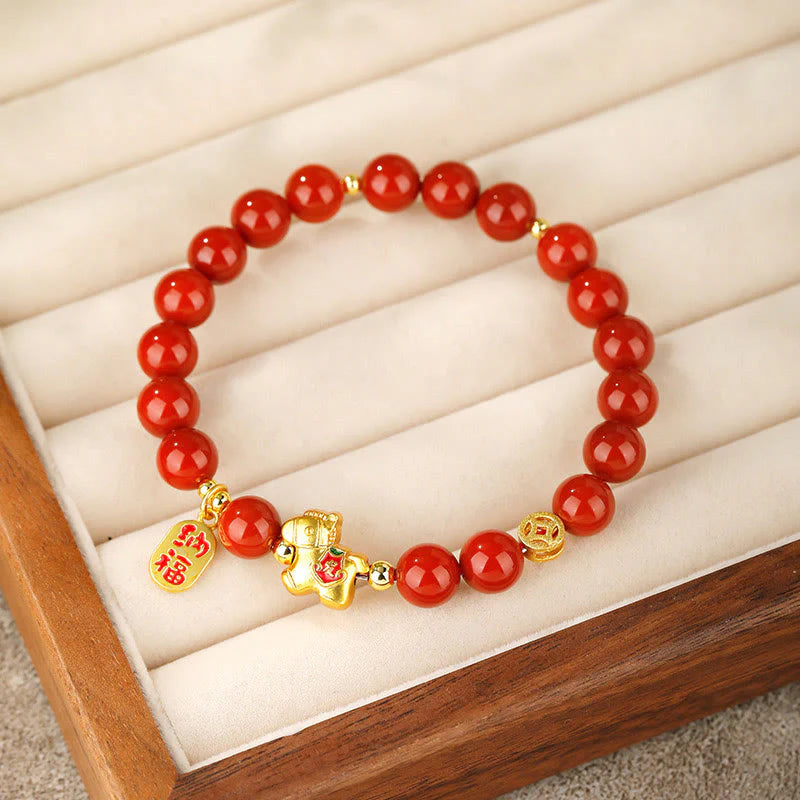 Buddha Stones Year Of The Horse South Red Agate Success Bracelet