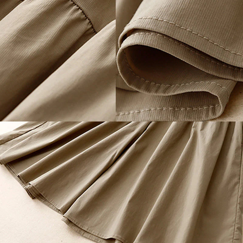 Buddha Stones Casual Loose Plain Women's Cotton Elastic 7-8 Length Wide Leg Pants With Pockets