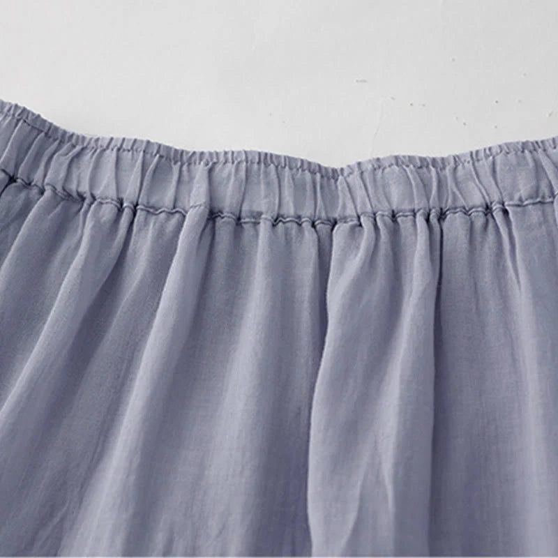 Buddha Stones Embroidery Hollow Design A-line Drawstring High Waist Women's Skirt With Pockets