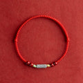 Buddha Stones 925 Sterling Silver Koi Fish Cinnabar Bead Wealth Handcrafted Braided Bracelet Anklet