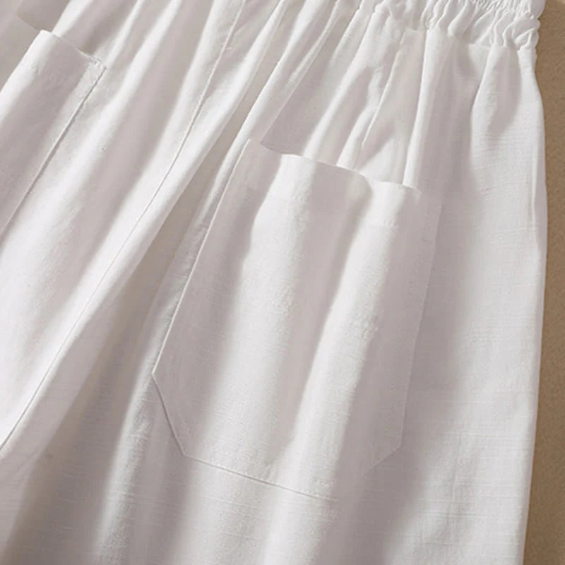 Buddha Stones Summer Casual Elastic Waist Plain Women's Polyester Shorts With Pockets