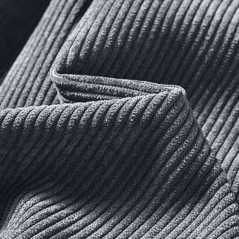 Buddha Stones Retro Men's Plain Fleece-Lined Corduroy Simple Design Harem Pants With Pockets