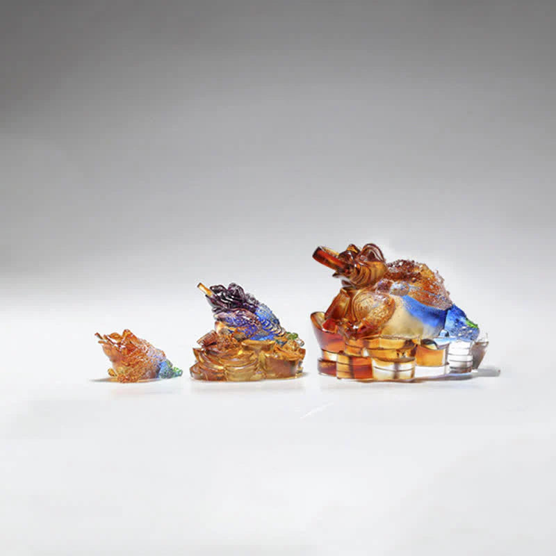 Buddha Stones Feng Shui Frog Handmade Liuli Crystal Art Piece Wealth Home Office Decoration