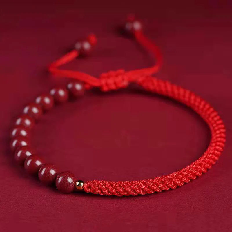 Buddha Stones Natural Cinnabar King Kong Knot Blessing String Bracelet (Extra 35% Off | USE CODE: FS35)