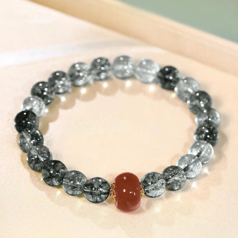 Buddha Stones Green Phantom Red Agate Positive Bracelet