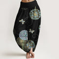 Buddha Stones Cotton Dreamlike Dandelion Butterfly Pattern Women's Elastic Waist Harem Pants