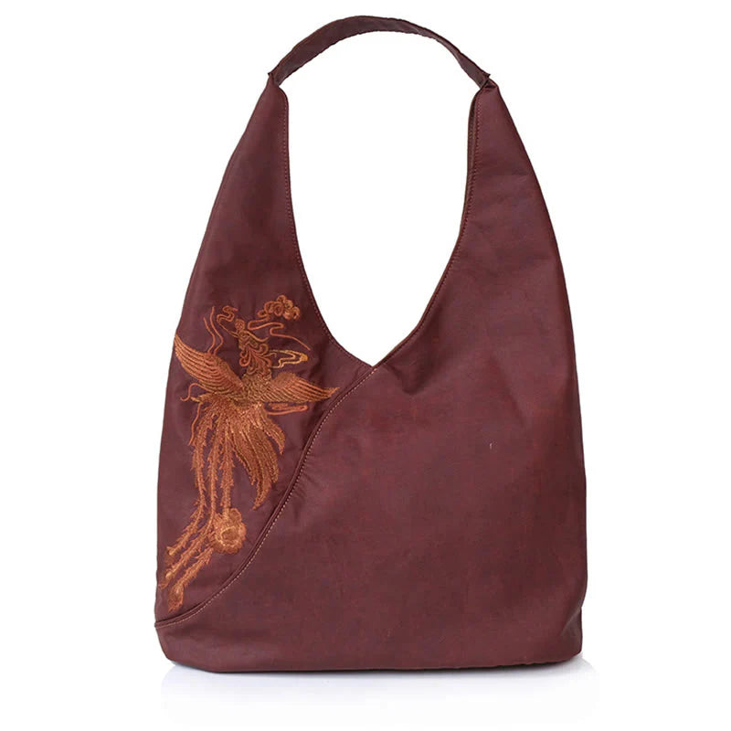 Buddha Stones Fish Flower Phoenix Embroidery Xiangyunsha Silk Shoulder Bag