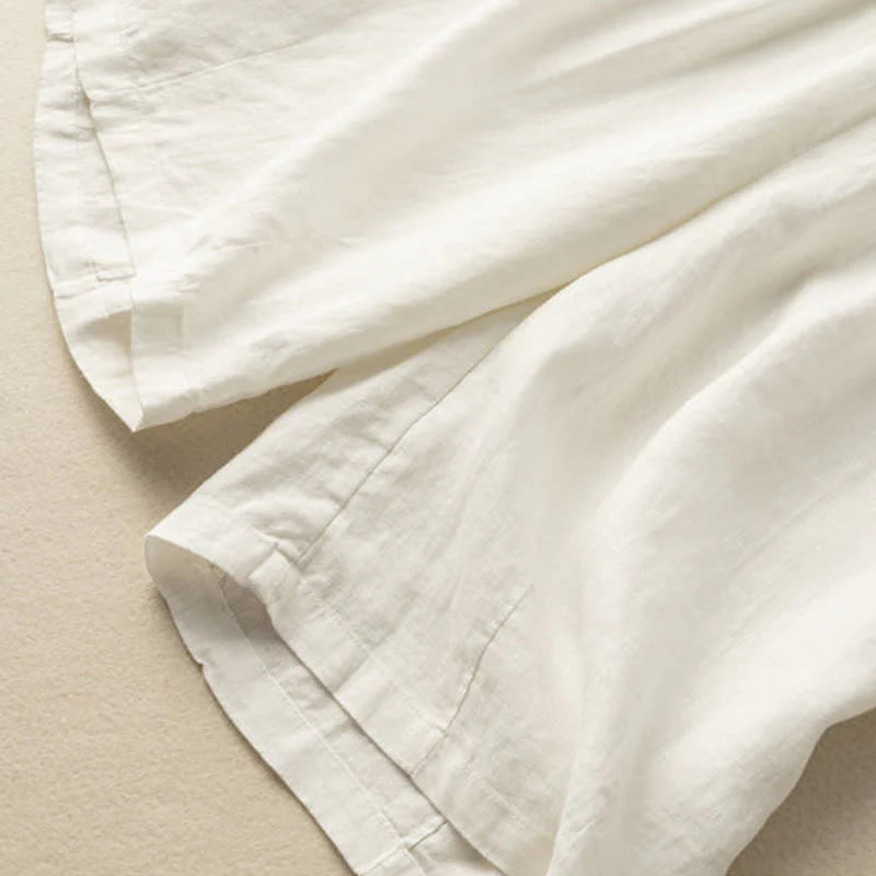 Buddha Stones Summer Casual Plain Zipper Button Cotton Linen Women's Shorts With Pockets