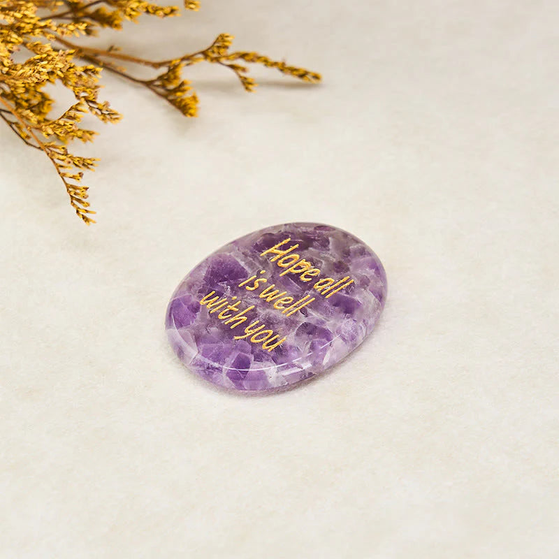 Buddha Stones Hope All Is Well With You Natural Amethyst Palm Stone Growth Crystal Decor