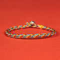 Buddha Stones 925 Sterling Silver Eight Thread Peace Knot Colorful Rope Luck Braided Bracelet