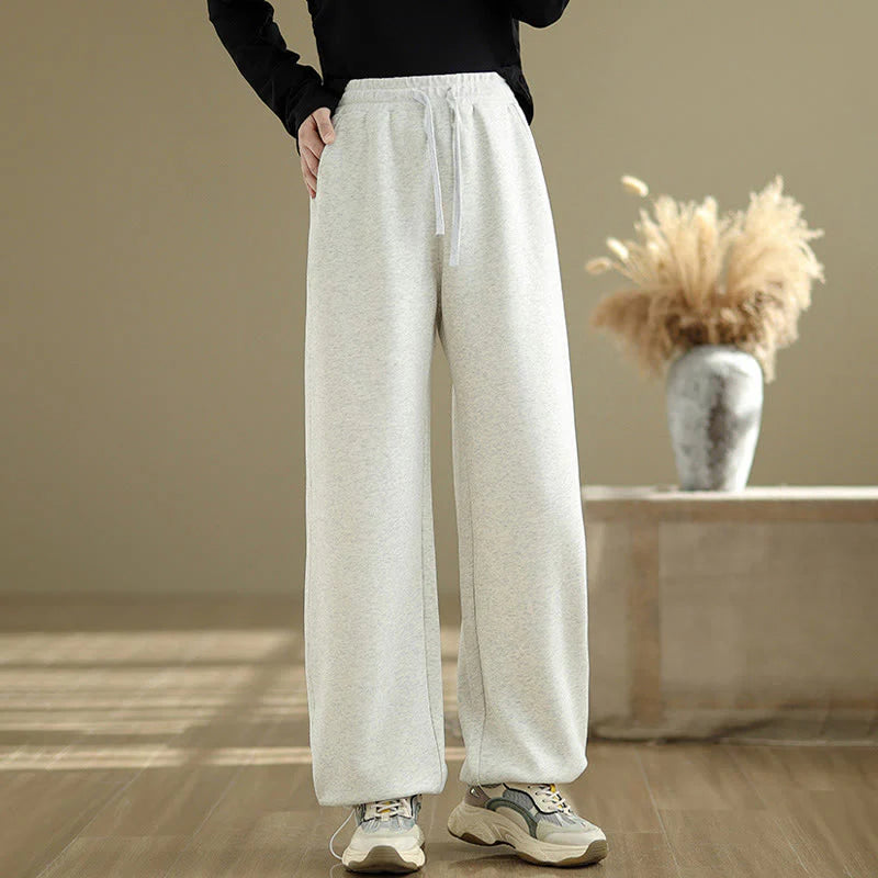Buddha Stones Casual Rope Women's Cotton Straight-leg Pants With Pockets
