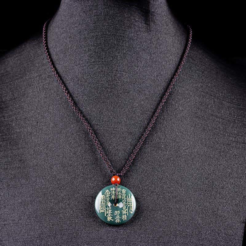 Buddha Stones Mountain Ghosts Spend Money Peace Buckle Jade Luck Necklace Pendant
