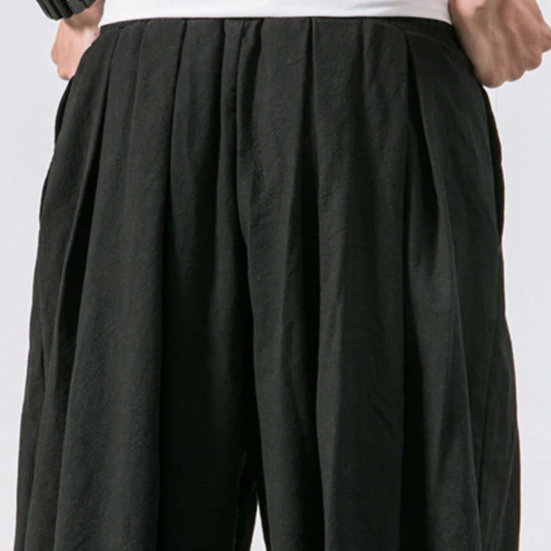 Buddha Stones Casual Sports Men's Solid Color Cotton Drawstring Pants With Pockets