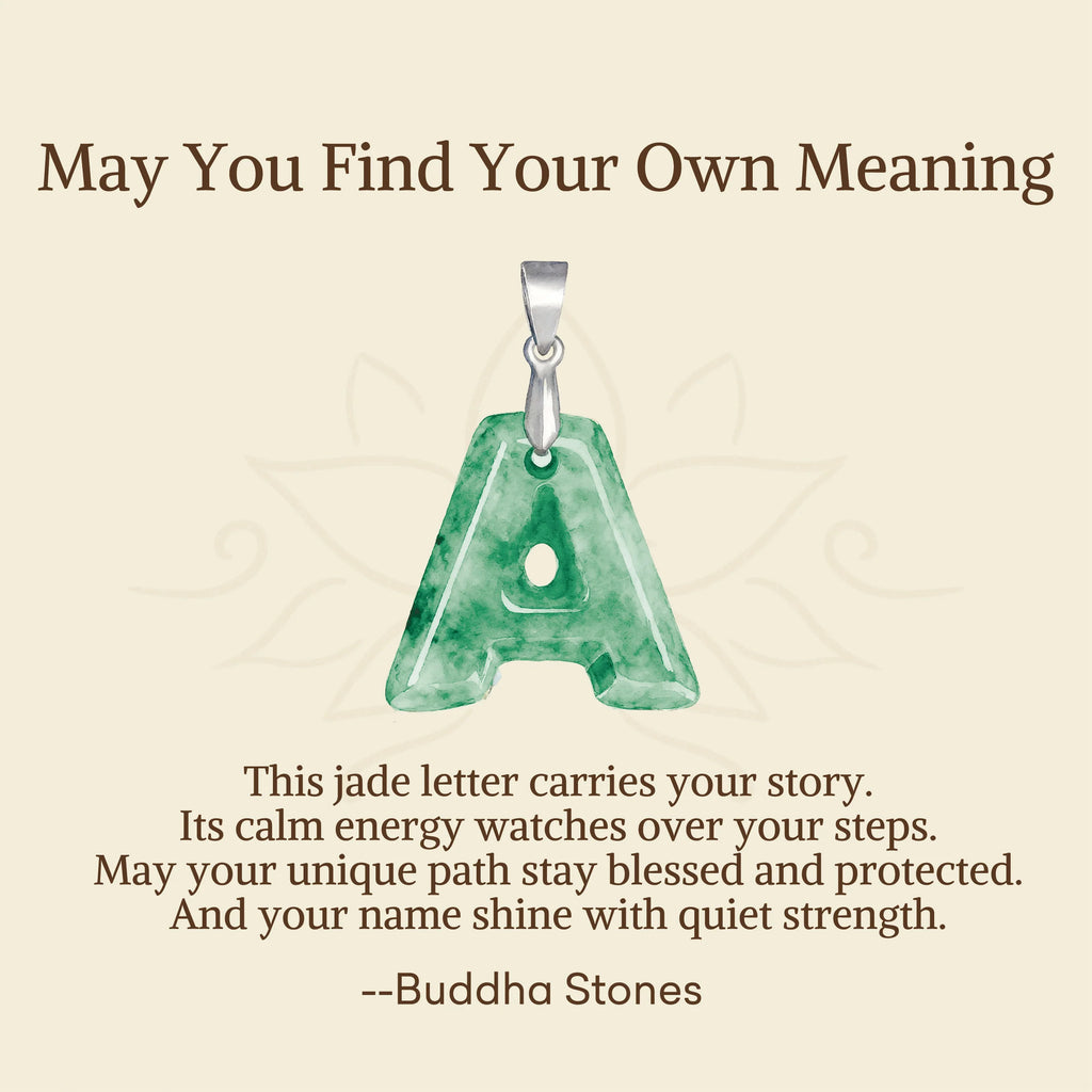 Buddha Stones May You Find Your Own Meaning Natural A-Z Letter Jade Titanium Steel Chain Necklace Includes Gift Message Card