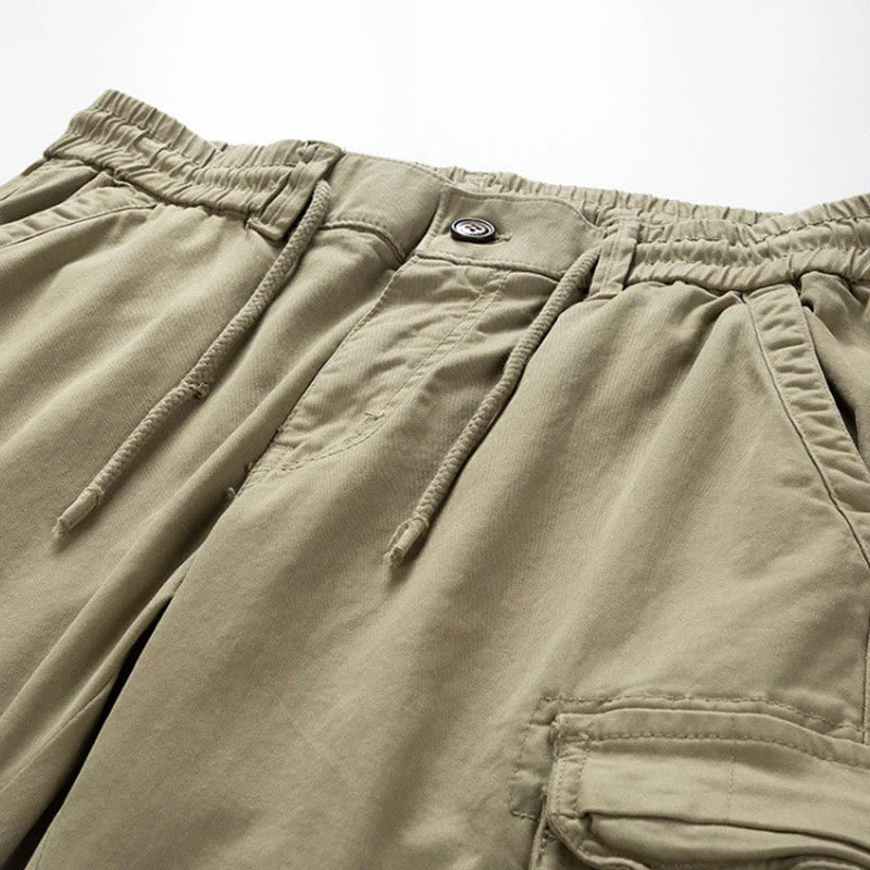 Buddha Stones Summer Cotton Elastic Cuffs Tapered Men's Pants With Pockets