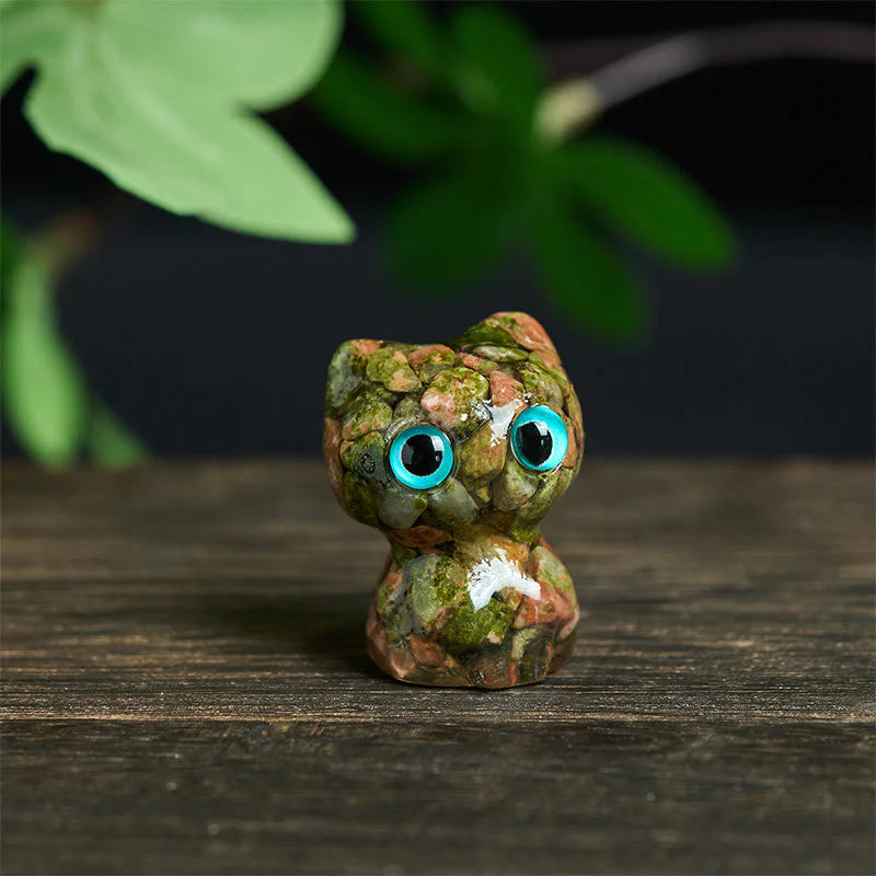 Buddha Stones Crystal Drip Resin Small Cat Purification Decoration Statue