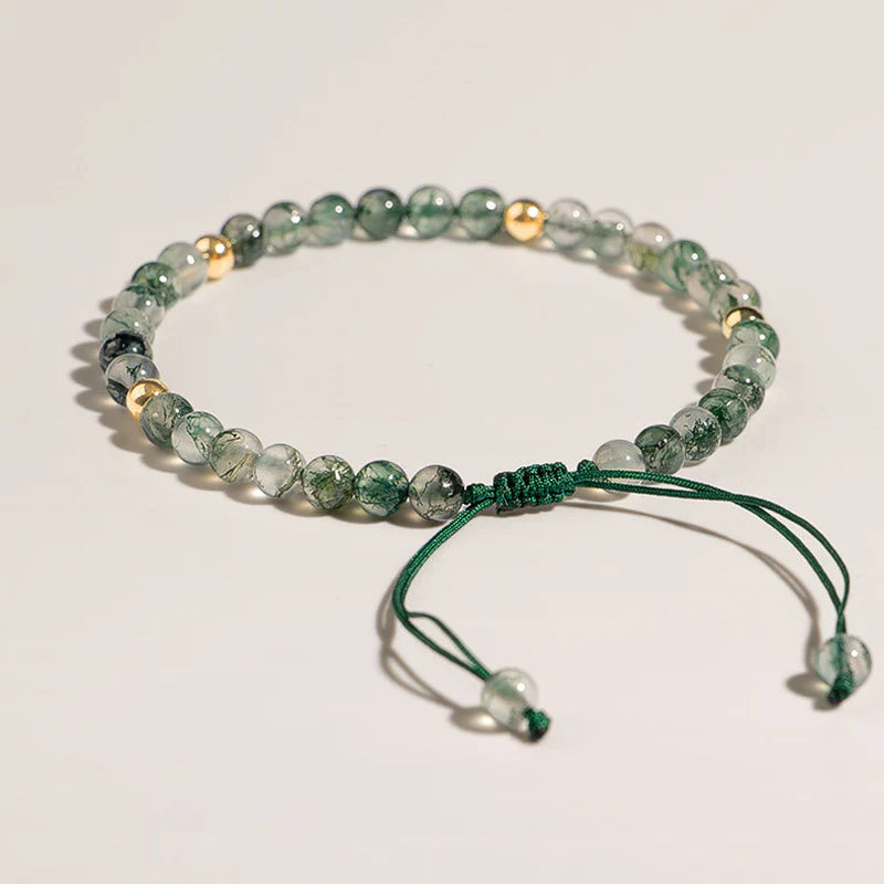 Buddha Stones Moss Agate Lucky Balance Bracelet