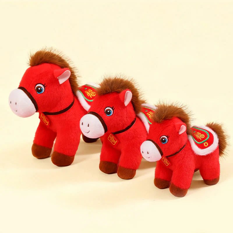 Buddha Stones Year Of The Horse Fu Character Plush Horse Doll Prosperity Fortune Home Decoration