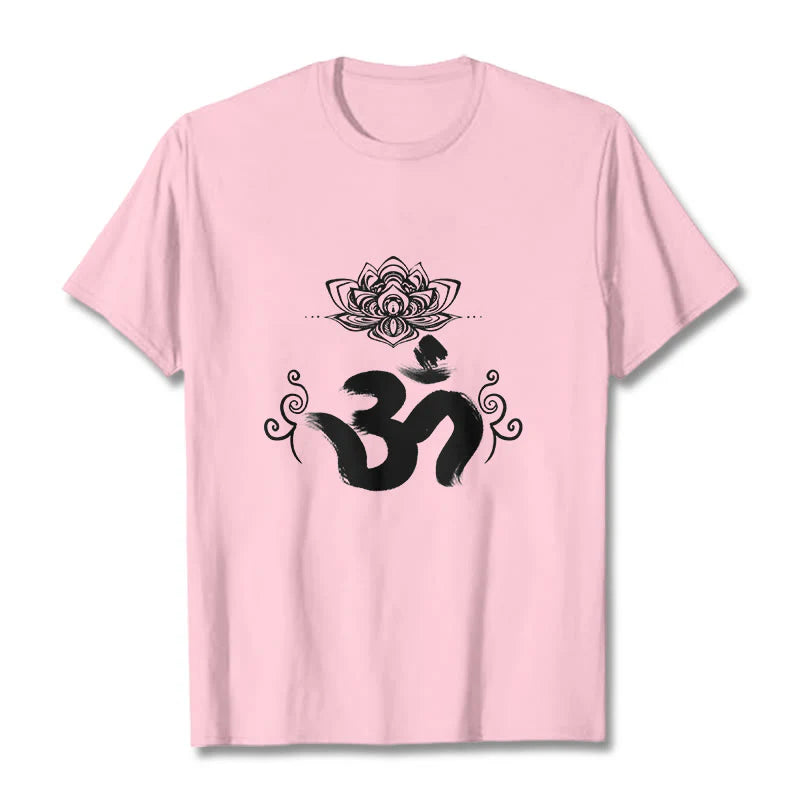 Buddha Stones Om Symbol Sanskrit Floral Tee T-shirt