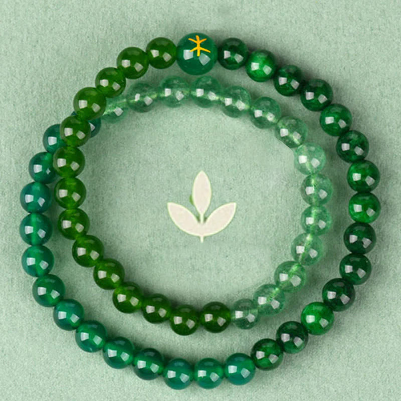 Buddha Stones Five Elements Various Agate Crystal Chalcedony White Crystal White Agate Luck Bracelet