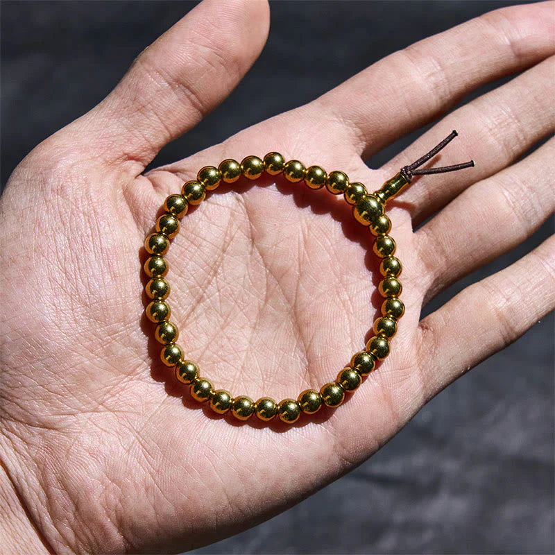 Buddha Stones Tibetan Retro Pure Copper Brass Bead Wealth Bracelet