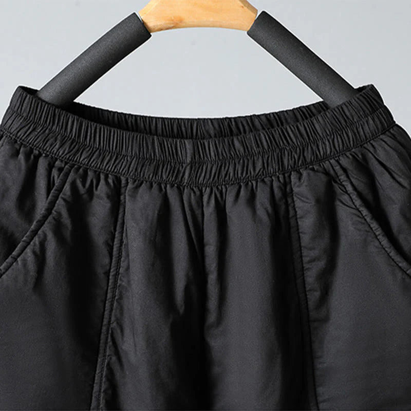 Buddha Stones Winter Elastic Waist Cotton Thermal Women's Cropped 7-8 Length Harem Pants With Pockets