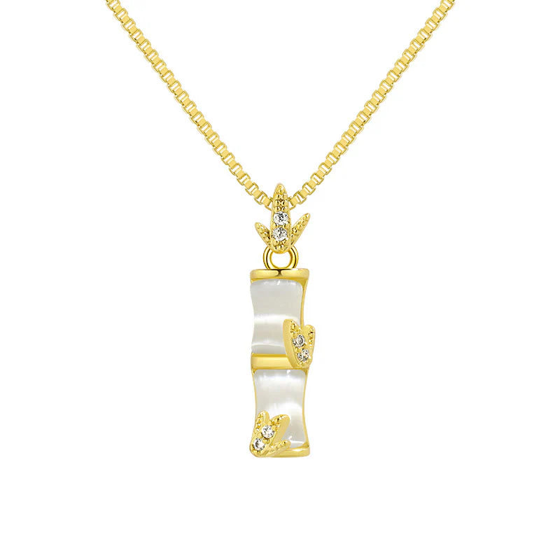 Buddha Stones Chalcedony Bamboo Pattern Harmony Necklace Pendant
