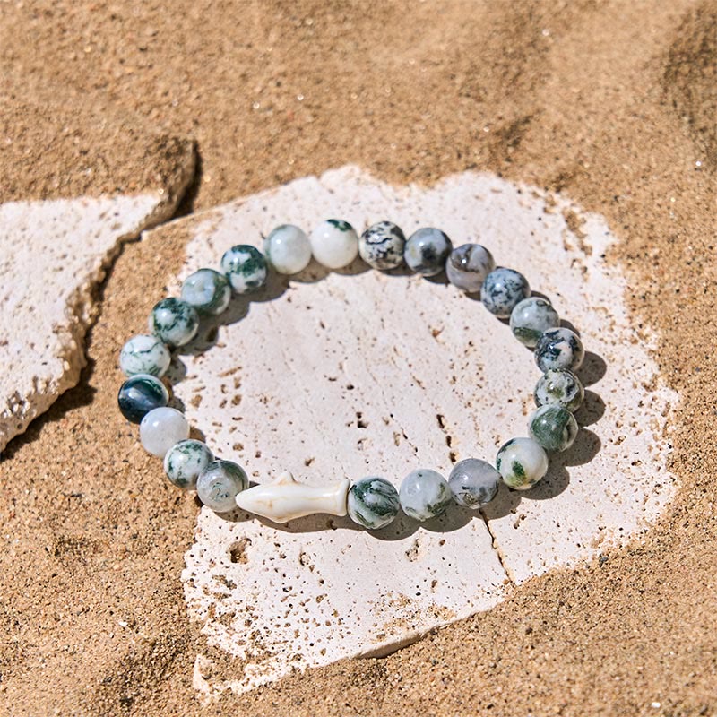 Buddha Stones Natural Agate Stone Shark Wisdom Bracelet
