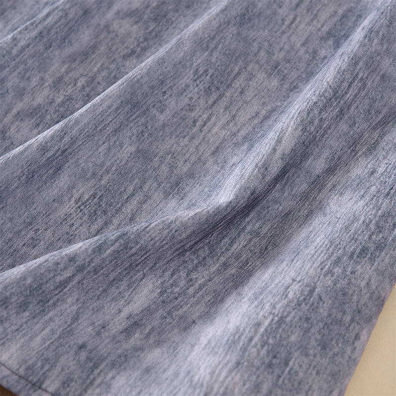 Buddha Stones Summer Crew Neck Plain Short Sleeve Below Knee Dress