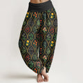 Buddha Stones Pure Cotton Brilliant Flowers Berries Leaves Pattern Women's Elastic Waist Harem Pants