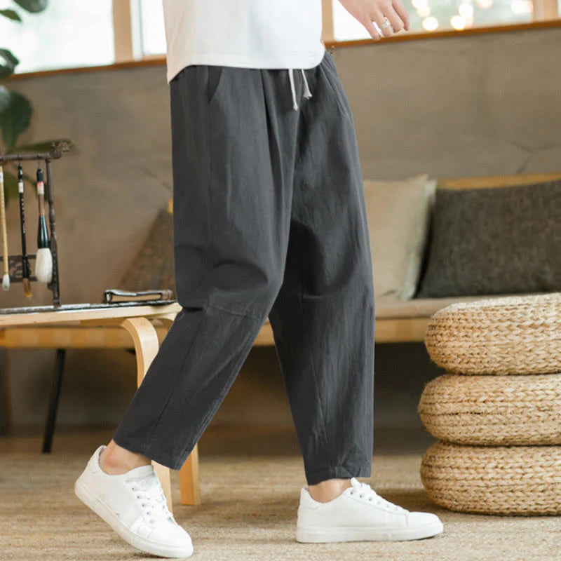 Buddha Stones Summer Men's Cotton Pants With Pockets