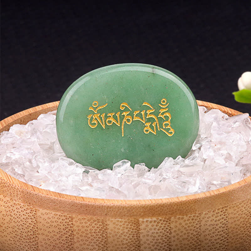 FREE Today: Spiritual Awareness Om Mani Padme Hum Amethyst Tiger Eye Palm Stone Crystal Decor 35*45mm